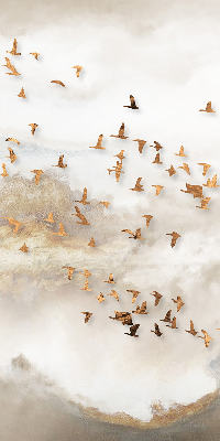 Stoffen rolgordijn met een zwerm vogels