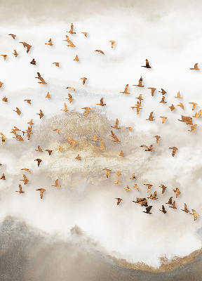 Stoffen rolgordijn met een zwerm vogels
