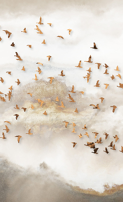 Stoffen rolgordijn met een zwerm vogels