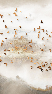 Stoffen rolgordijn met een zwerm vogels