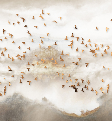 Stoffen rolgordijn met een zwerm vogels