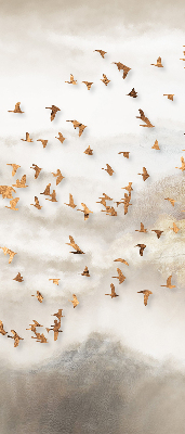 Stoffen rolgordijn met een zwerm vogels