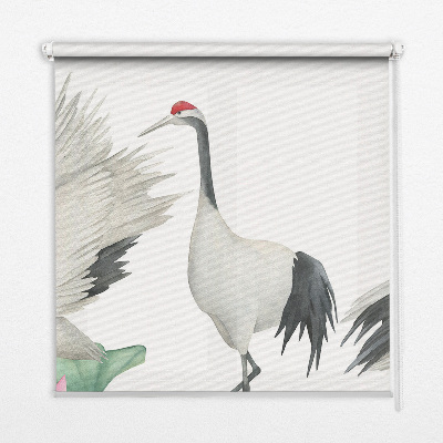 Binnengordijn met kraanvogels tussen de lelies