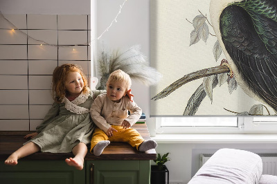 Rolgordijn voor balkondeur met vogels op een tak
