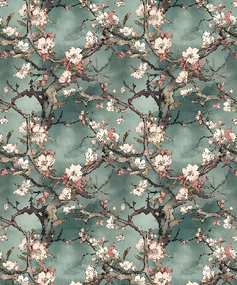 Binnenrolgordijn voor raam bloemen aan de boom