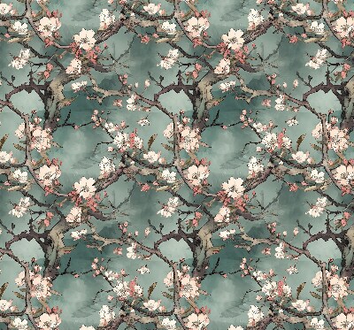 Binnenrolgordijn voor raam bloemen aan de boom