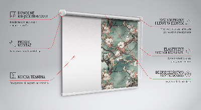 Binnenrolgordijn voor raam bloemen aan de boom