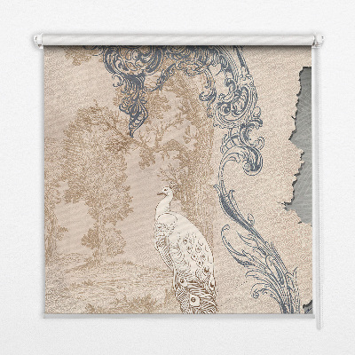 Binnenrolgordijn voor raam met vintage vogelprint