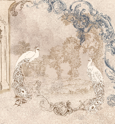 Binnenrolgordijn voor raam met vintage vogelprint