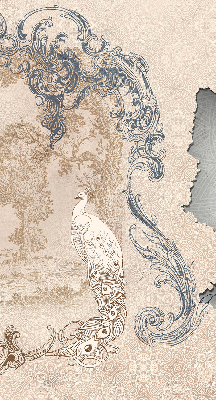 Binnenrolgordijn voor raam met vintage vogelprint