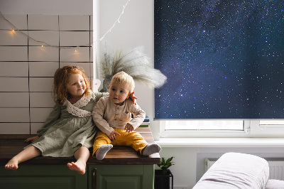 Rolgordijn voor raam met sterrenhemelprint