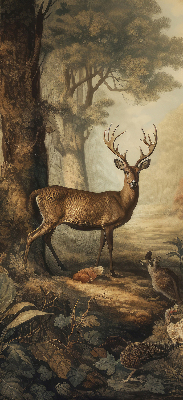 Binnenrolgordijn voor raam met dieren in het bos
