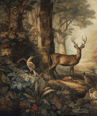 Binnenrolgordijn voor raam met dieren in het bos