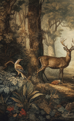 Binnenrolgordijn voor raam met dieren in het bos