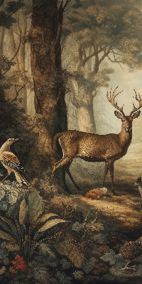Binnenrolgordijn voor raam met dieren in het bos
