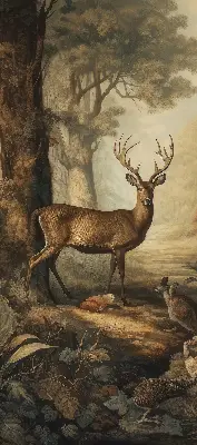 Binnenrolgordijn voor raam met dieren in het bos