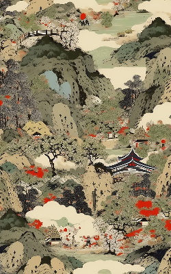 Stoffen rolgordijn berg