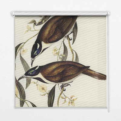 Binnengordijn met vogels in een boom