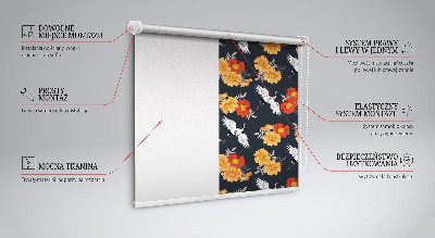 Binnenrolgordijn voor raam met bloemen en kraanvogels