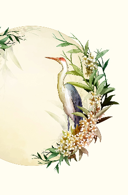 Binnengordijn met een kraanvogel in een cirkel van groen