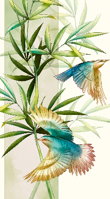 Binnenrolgordijn voor raam met vogels in de bladeren