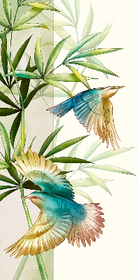 Binnenrolgordijn voor raam met vogels in de bladeren