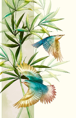 Binnenrolgordijn voor raam met vogels in de bladeren