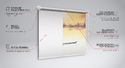 Binnengordijn zonsondergang boven het meer