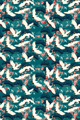 Rolgordijn voor balkondeur met een zwerm kraanvogels