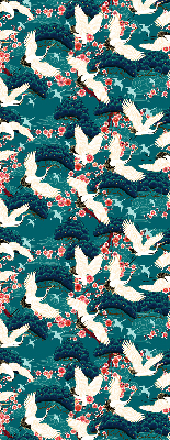 Rolgordijn voor balkondeur met een zwerm kraanvogels