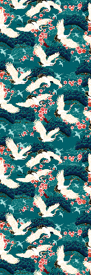 Rolgordijn voor balkondeur met een zwerm kraanvogels