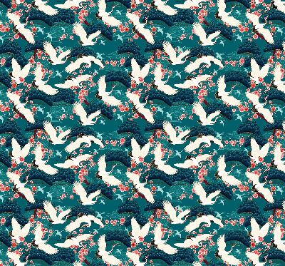 Rolgordijn voor balkondeur met een zwerm kraanvogels