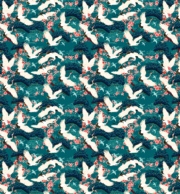 Rolgordijn voor balkondeur met een zwerm kraanvogels