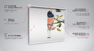 Stoffen rolgordijn met vogels op de takken