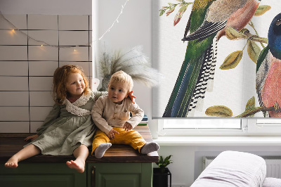 Stoffen rolgordijn met vogels op de takken