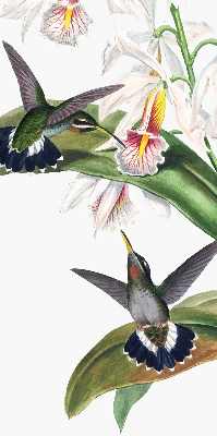 Rolgordijn voor raam met vogels op een bloem