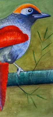 Binnenrolgordijn voor raam een vogel op een tak