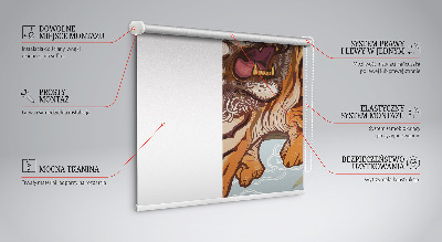 Binnenrolgordijn voor raam met tijger in bloemenprint