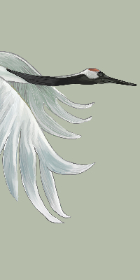 Binnenrolgordijn voor raam met een kraanvogel in vlucht