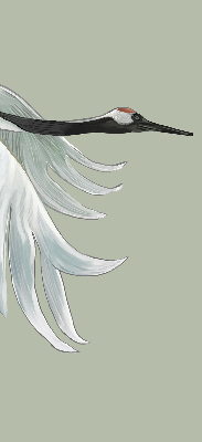 Binnenrolgordijn voor raam met een kraanvogel in vlucht