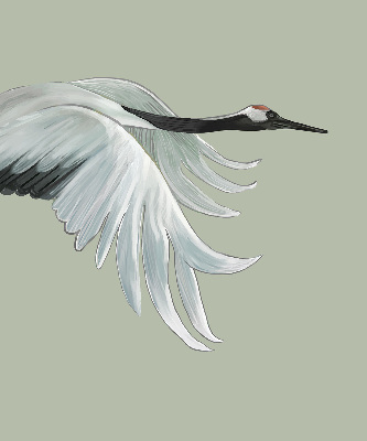 Binnenrolgordijn voor raam met een kraanvogel in vlucht
