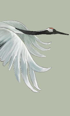 Binnenrolgordijn voor raam met een kraanvogel in vlucht