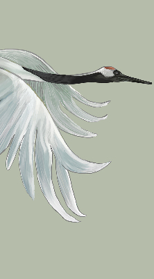 Binnenrolgordijn voor raam met een kraanvogel in vlucht