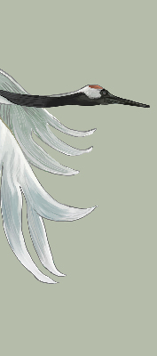 Binnenrolgordijn voor raam met een kraanvogel in vlucht