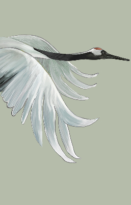 Binnenrolgordijn voor raam met een kraanvogel in vlucht