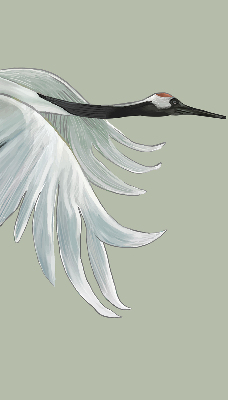 Binnenrolgordijn voor raam met een kraanvogel in vlucht