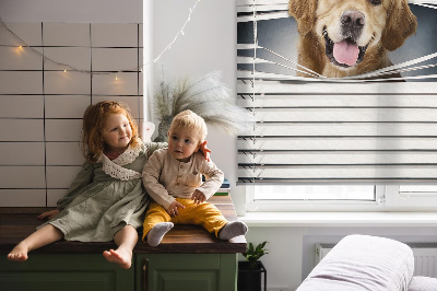 Binnengordijn met goudkleurige hondenprint
