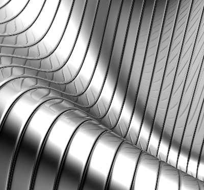 Binnenshuis verduisterend rolgordijn met metaalabstractie