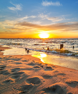 Verduisterend stoffen rolgordijn met zonsondergang- en kleurenprint