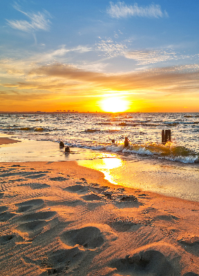Verduisterend stoffen rolgordijn met zonsondergang- en kleurenprint